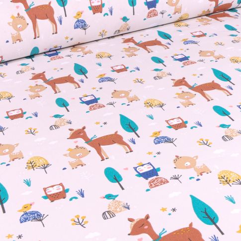 Tissu Coton imprimé Arty Bichette sur fond Beige