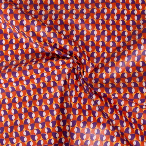 Tissu Coton enduit Bohazia Violet sur fond Ocre