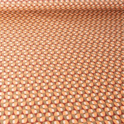 Tissu Coton enduit Bohazia kaki sur fond Rouille