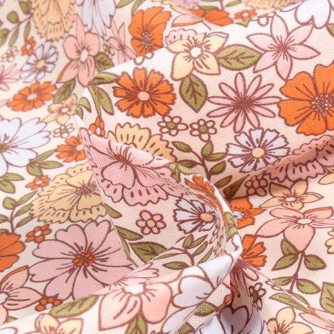 Tissu Coton imprimé Arty Brigitte nude sur fond Blanc