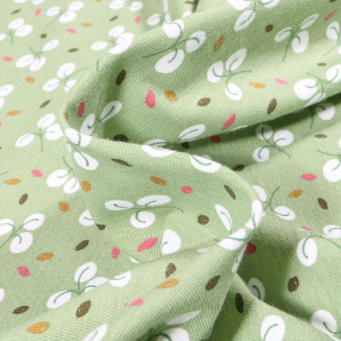 Tissu Jersey Coton Bulhup sur fond Vert pâle
