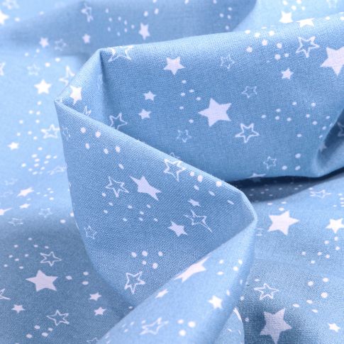 Tissu Coton imprimé Bio Caelum sur fond Bleu