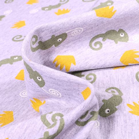 Tissu Jersey envers gratté Camilijo sur fond Gris chiné