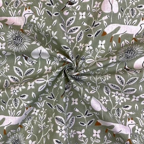 Tissu Coton enduit Campana sur fond Vert kaki clair