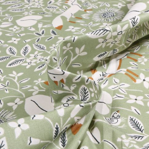 Tissu Coton enduit Campana sur fond Vert amande