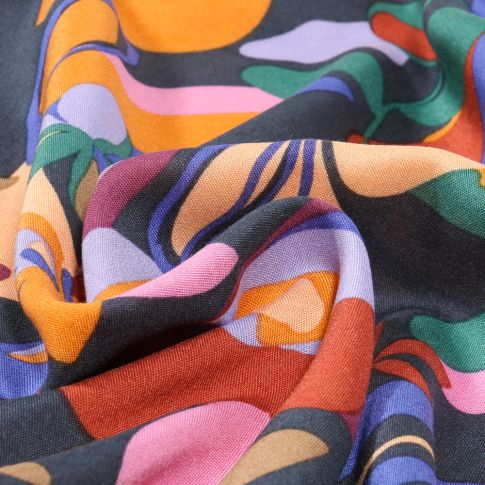 Tissu Viscose Arty Chiara sur fond Noir