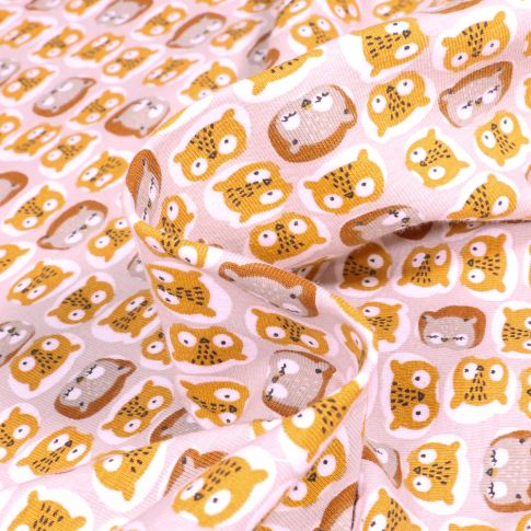Tissu Jersey Coton Chouco sur fond Grège