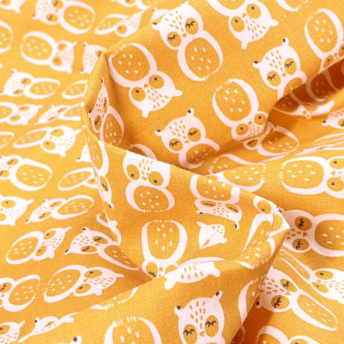 Tissu Coton imprimé Arty Chouni sur fond Jaune
