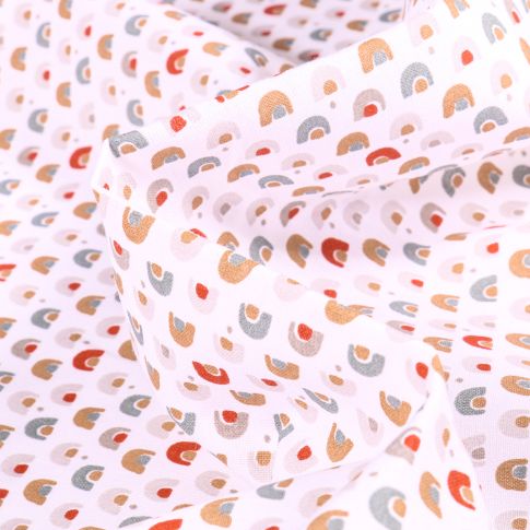 Tissu Coton imprimé Arty Mini arc en ciel sur fond Blanc