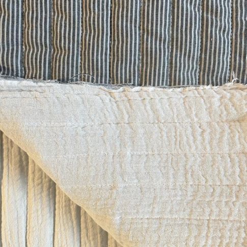 Tissu Matelassé Double gaze réversible Noir