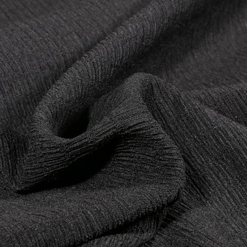Tissu Crépon Teinture extensible uni Noir