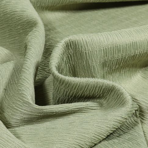 Tissu Crépon Teinture extensible uni Vert amande