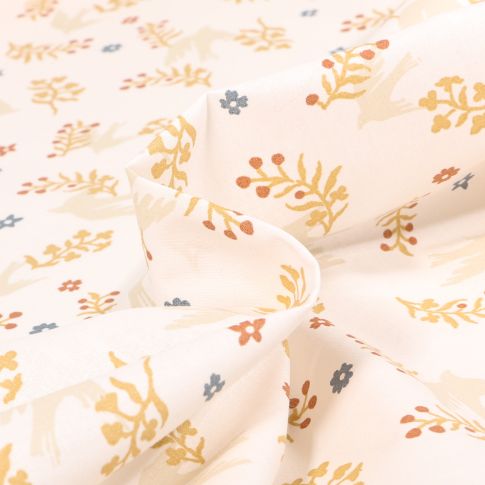 Tissu Coton imprimé Arty Dany sur fond Blanc cassé