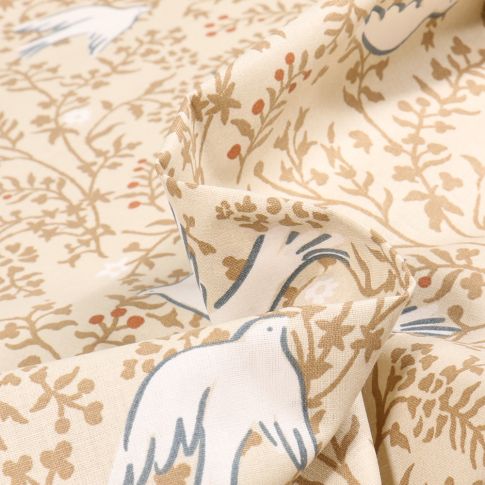 Tissu Coton imprimé Arty Daphné sur fond Naturel
