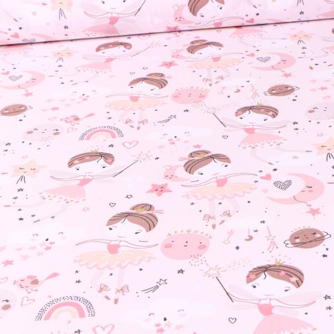 Tissu Coton imprimé Arty Demilune sur fond Blanc