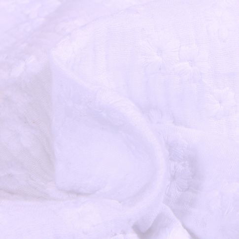Tissu Double gaze Brodée Esmée sur fond Blanc