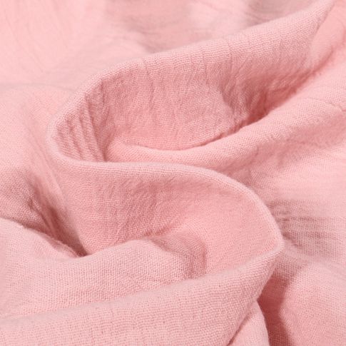 Tissu Double gaze grande largeur uni Rose bébé
