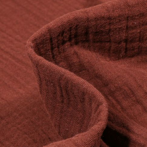 Tissu Double gaze de coton uni Marron foncé