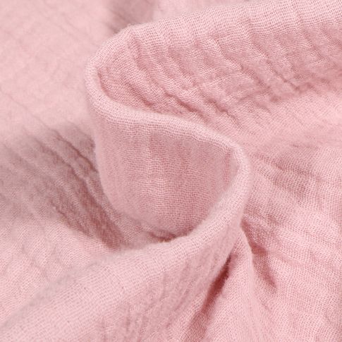 Tissu Double gaze de coton uni Rose poudré