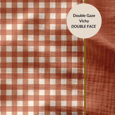 Tissu Double gaze Carreaux Vichy Terracotta