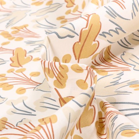 Tissu Coton imprimé Arty Diane sur fond Blanc cassé