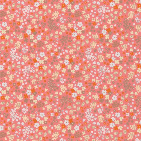 Tissu Coton imprimé Doaby Sorbet sur fond Saumon