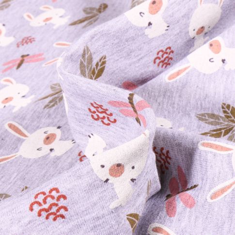 Tissu Jersey Coton envers gratté Gris chiné