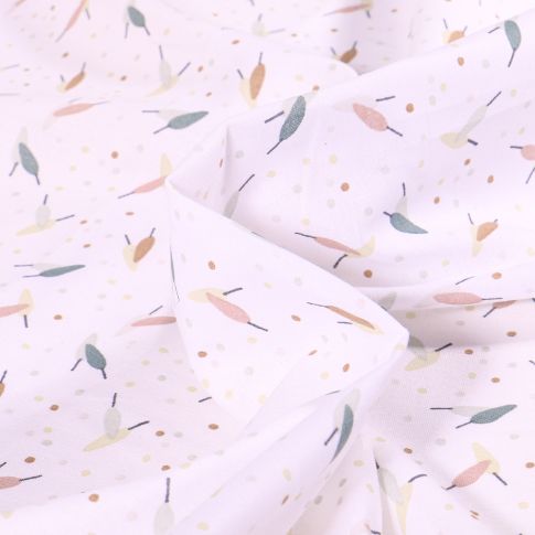 Tissu Coton imprimé Arty Duvia sur fond Blanc