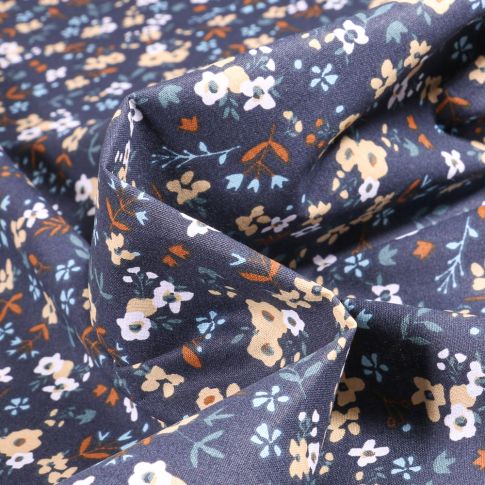 Tissu Coton imprimé Arty Elona sur fond Bleu