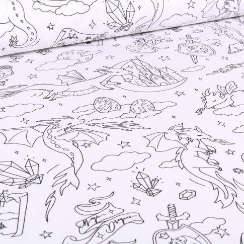 Tissu Coton imprimé Arty Elyott sur fond Blanc