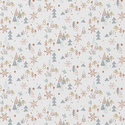Tissu Coton imprimé Arty Enide Noël sur fond Blanc