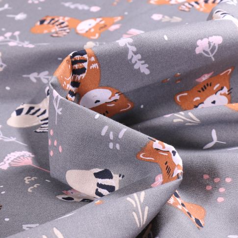 Tissu Coton imprimé Arty Eyota sur fond Gris