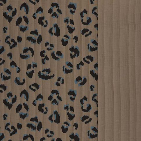 Tissu Matelassé réversible Léopard sur fond Taupe