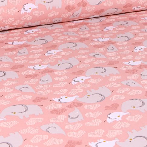 Tissu Jersey Coton Arty Febbey sur fond Rose