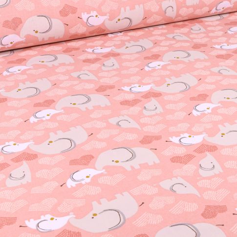 Tissu Coton imprimé Arty Febbey sur fond Rose