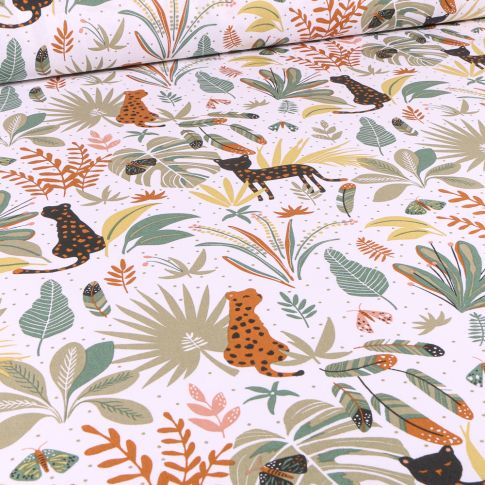 Tissu Coton imprimé Arty Feliko sur fond Blanc