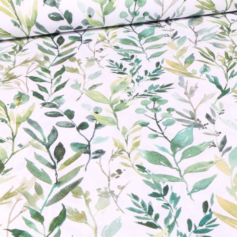 Tissu Coton imprimé Digital Arty Feuya sur fond Blanc