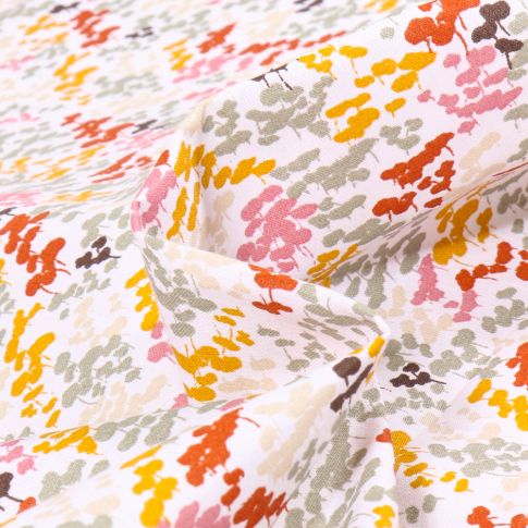 Tissu Coton imprimé Arty Finck sur fond Blanc