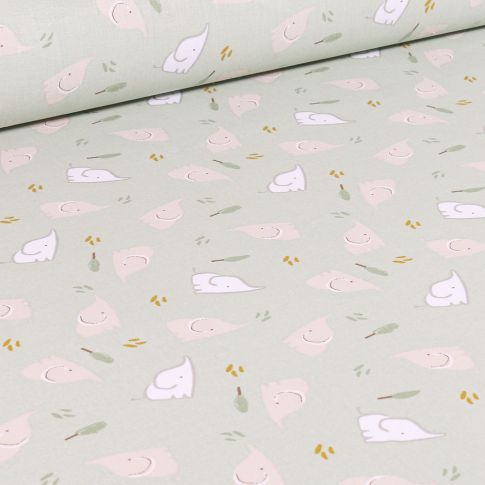 Tissu Coton imprimé Arty Fislo sur fond Vert clair
