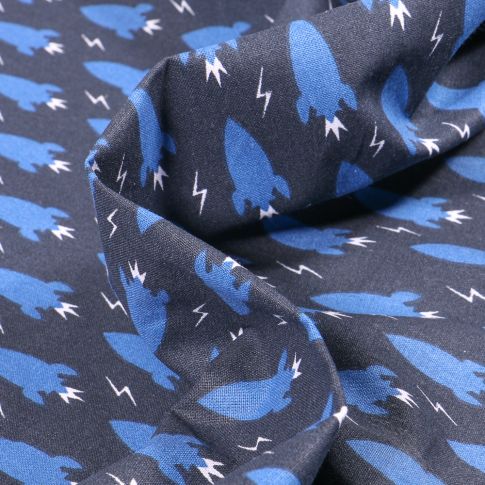 Tissu Coton imprimé Arty Fuzmini roi sur fond Bleu marine