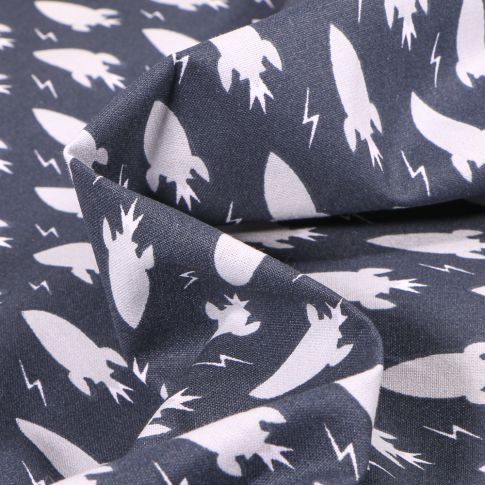 Tissu Coton imprimé Arty Fuzmini sur fond Bleu marine