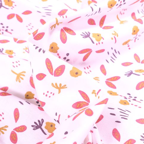 Tissu Coton imprimé Arty Fuzy sur fond Blanc