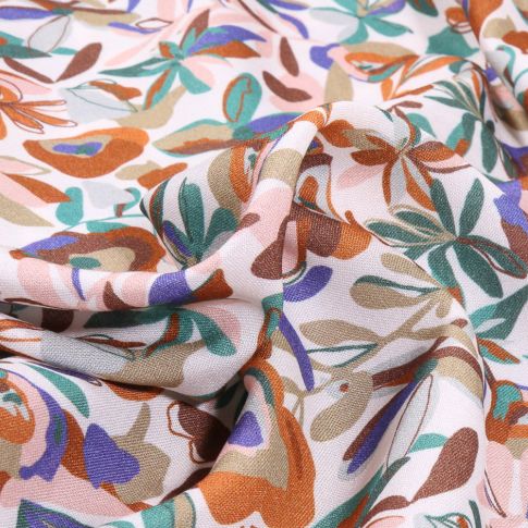 Tissu Viscose Arty Gaia sur fond Blanc