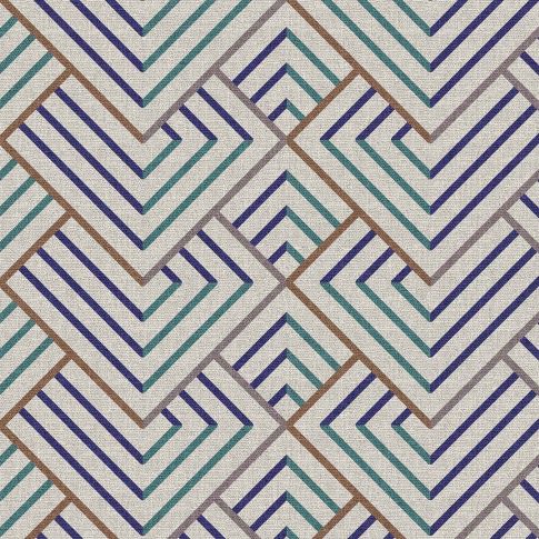 Tissu Coton demi natté Giorgio géométrique sur fond Ecru