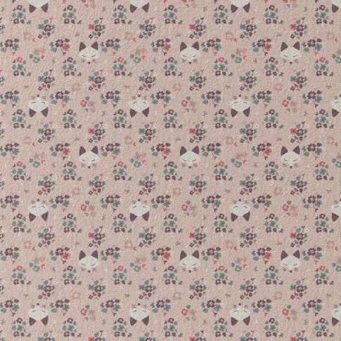 Tissu Jersey Coton Goops fleuris sur fond Rose pâle