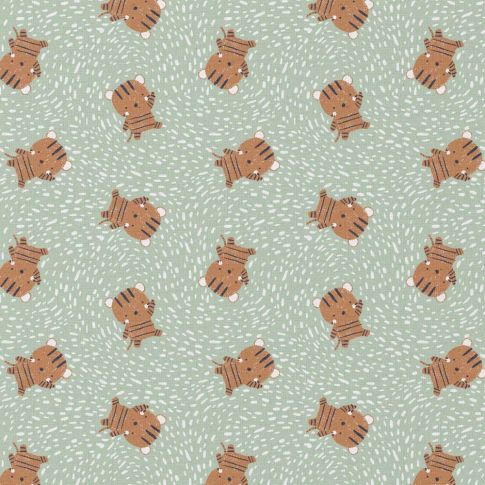 Tissu Coton enduit Groux oursons sur fond Vert amande