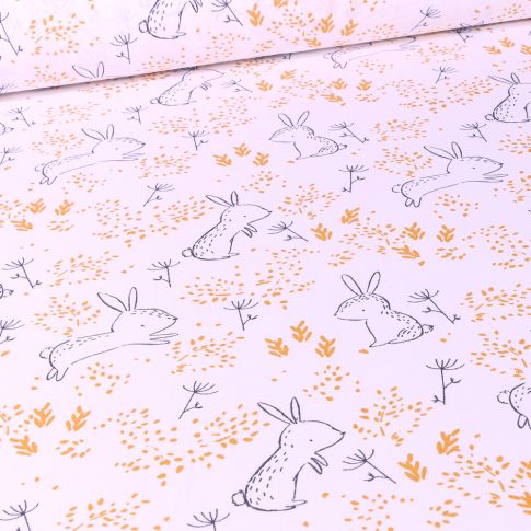 Tissu Coton imprimé Arty Haylie sur fond Blanc