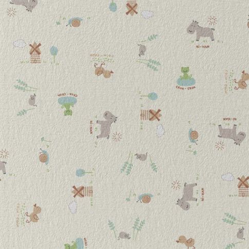 Tissu Jersey Coton Petits animaux sur fond Ecru
