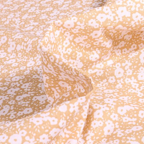 Tissu Coton imprimé Arty Hilali sur fond Caramel