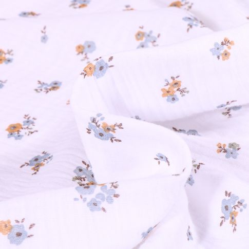 Tissu Double gaze Hope sur fond Blanc